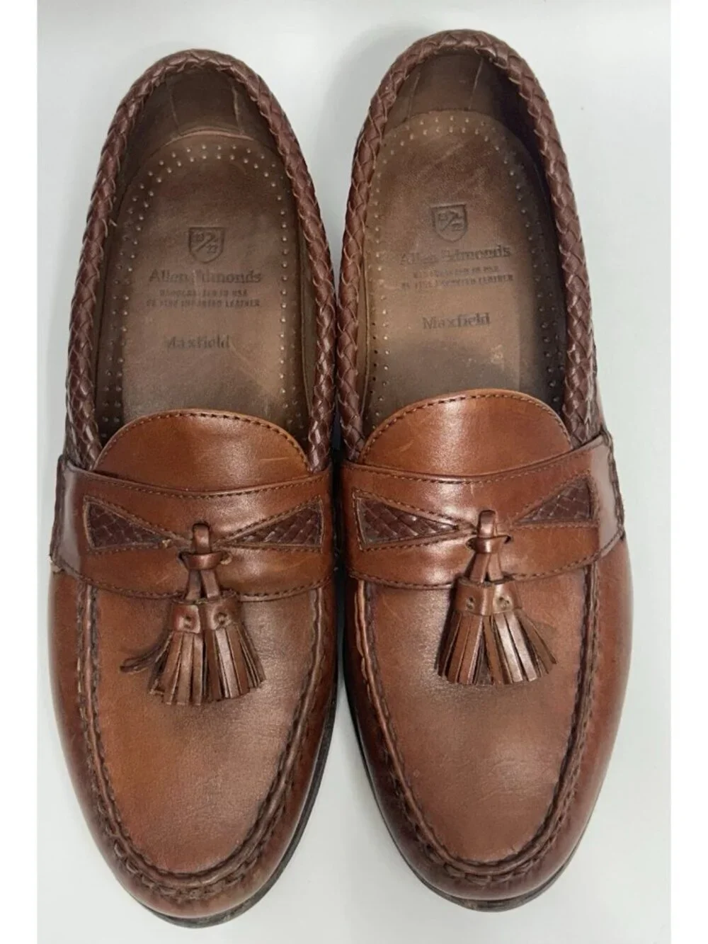 Allen Edmonds Maxfield leather loafers shoes mens size 10 brown 47716 Tassel
